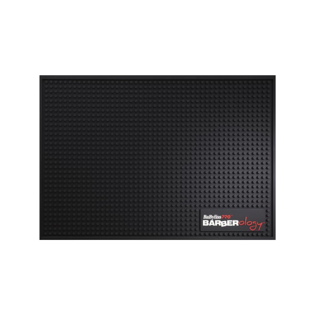 BaBylissPRO Barberology Rubber Mat with an 18 x 12 inch tool area for organized station work