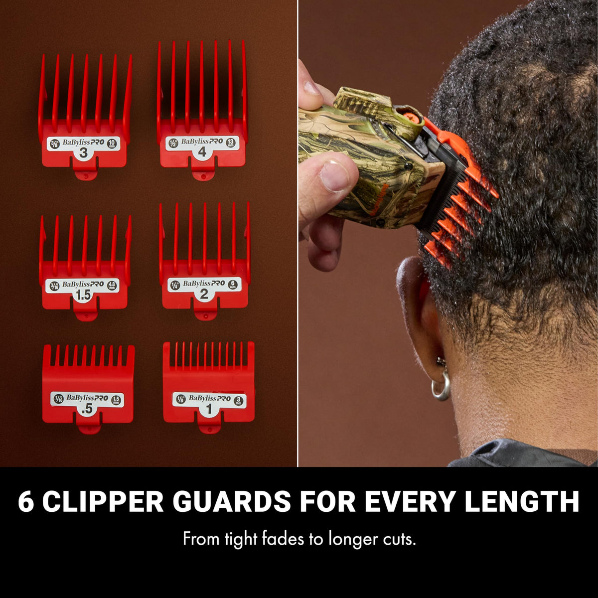 BaBylissPRO Camouflage battery pack supports up to 2.5 hours cordless runtime.