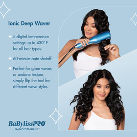 BaBylissPRO Ionic Deep Waver creates glam waves at home with even heat