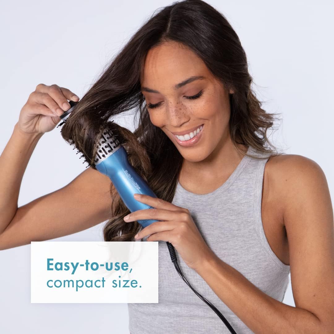 BaBylissPRO Nano Titanium 2-Inch compact hot air brush in gym bag for quick touch-ups.