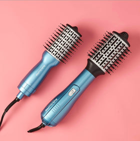 BaBylissPRO Nano Titanium 2-Inch compact hot air brush packaged for travel-ready convenience.