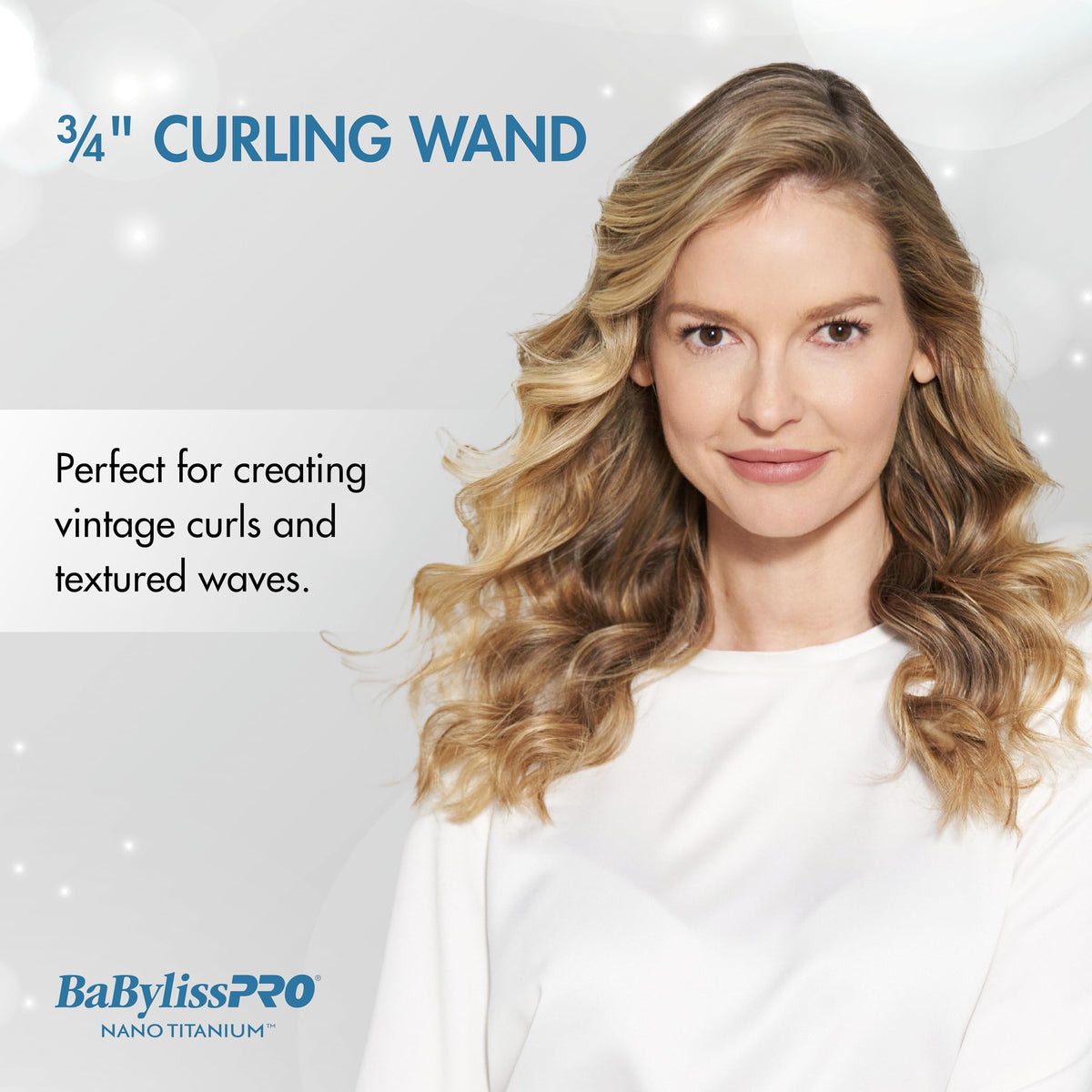 BaBylissPRO curling wand showing digital temperature control for precise styling.