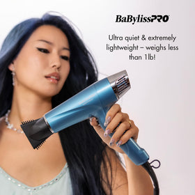 BaBylissPRO Nano Titanium dryer with four attachments illustrating versatile styling options