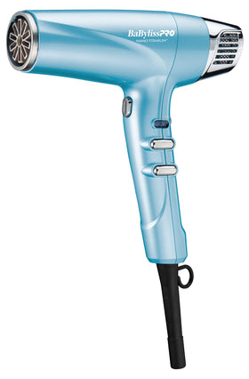 BaBylissPRO Nano Titanium dryer front view showing sleek design and powerful airflow for smooth results