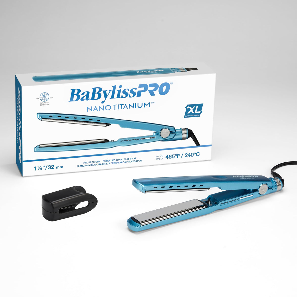 BaBylissPRO Nano Titanium Ionic Flat Iron digital ionic technology reduces frizz.