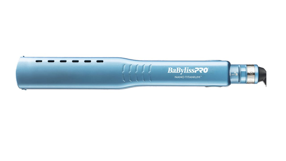 BaBylissPRO Nano Titanium Ionic flat iron built-in ion generator reduces frizz.