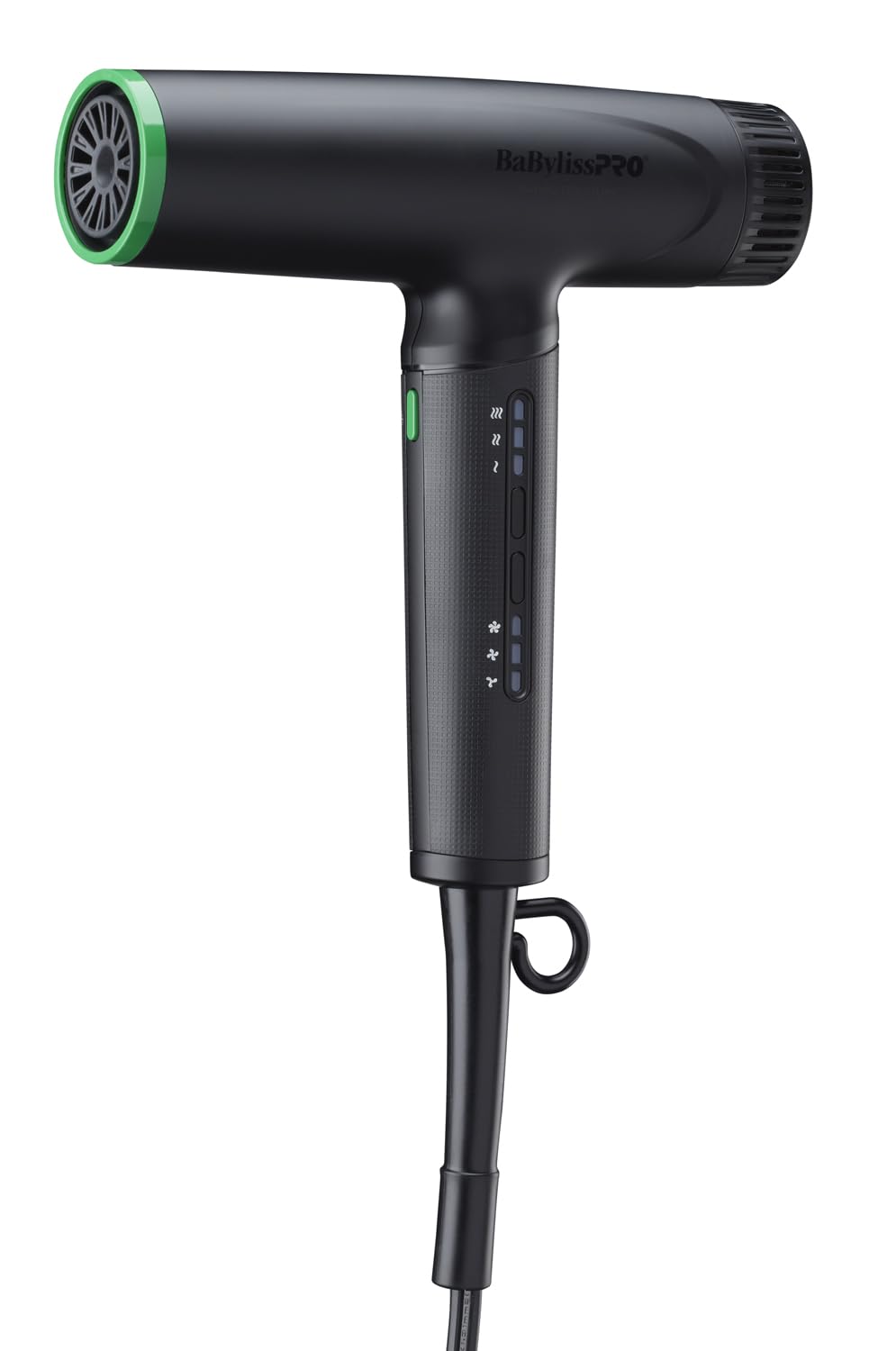 BaBylissPRO Nano Titanium Light Ionic Hair Dryer front view showing quick drying and smooth shine.