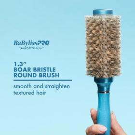BaBylissPRO Nano Titanium round brush detail showing even heat distribution for styling.