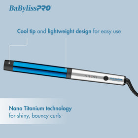 BaBylissPRO Nano Titanium wand used to create loose beachy curls with shine.