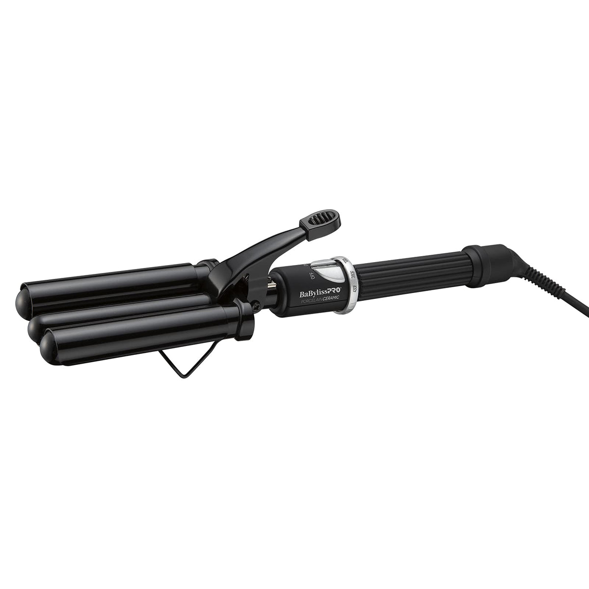BaBylissPRO porcelain ceramic triple barrel waver in action for smooth, even waves.