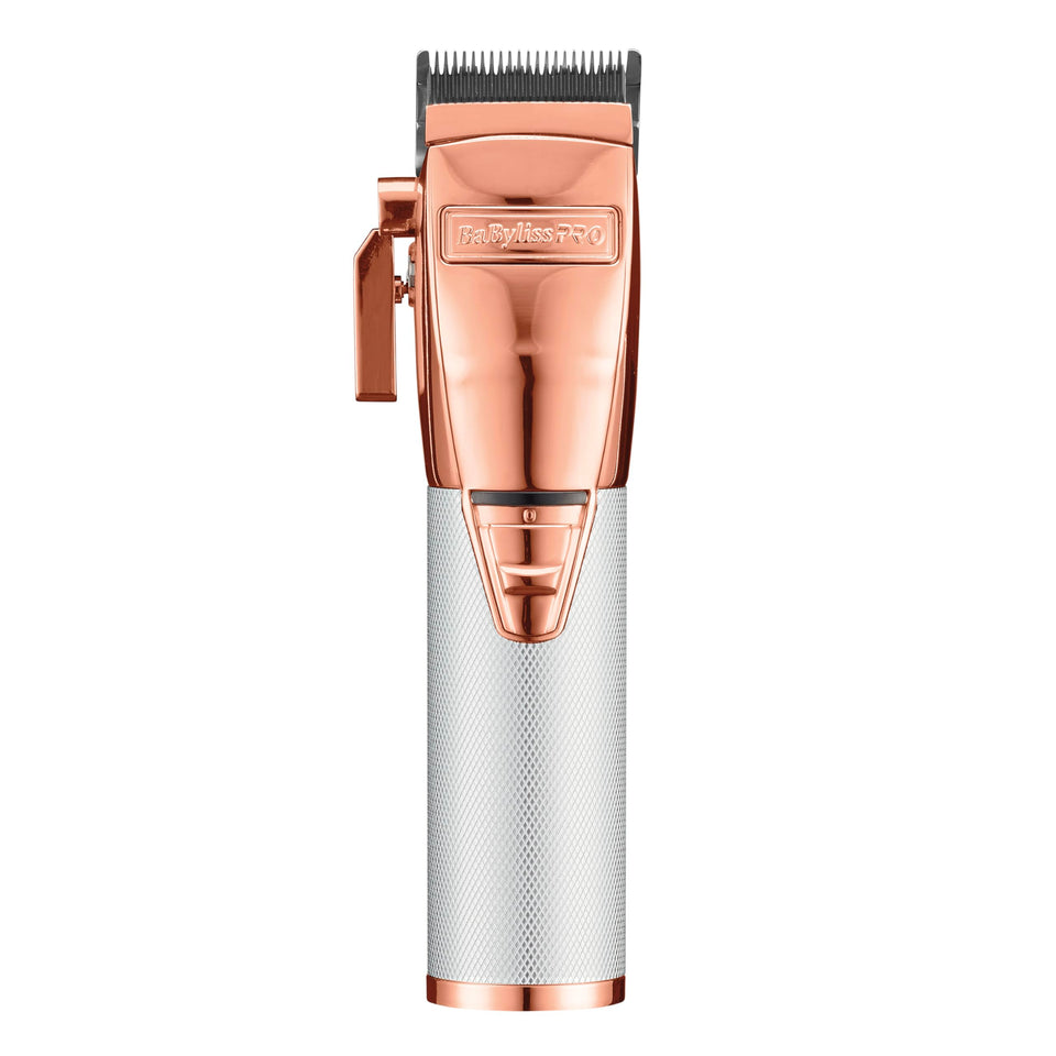 BaBylissPRO RoseFX+ clipper front view in rose gold for precise fades
