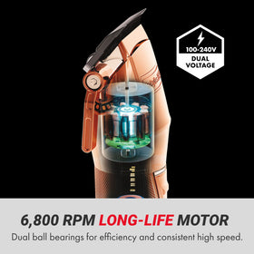 BaBylissPRO RoseFX+ clipper side profile showcases sleek all-metal housing