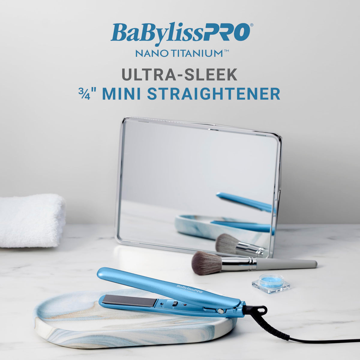 BaBylissPRO in travel case demonstrates compact size for on-the-go touch-ups.