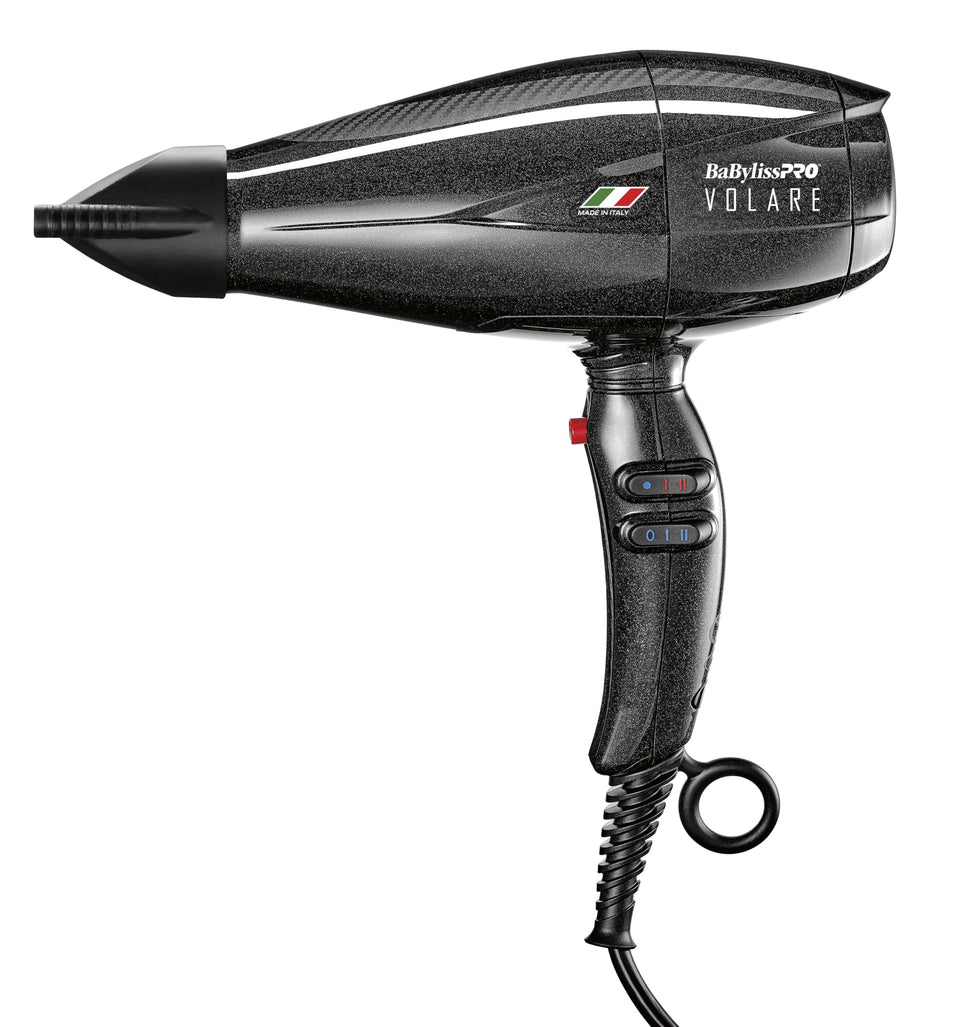 BaBylissPRO Volare V1 front view hair dryer with Nano Titanium for smooth, shiny styling.