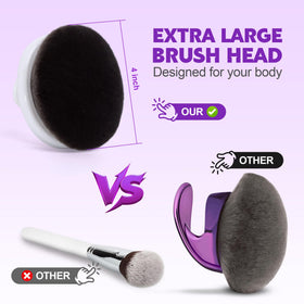 BABYSHEEP oval kabuki brush with long handle reaches the back for full-body coverage