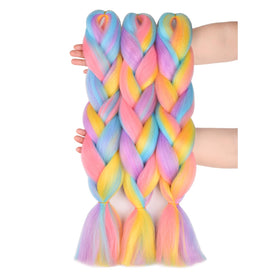 BACANA Ombre Braiding Hair with rainbow colors for vibrant protective styles.