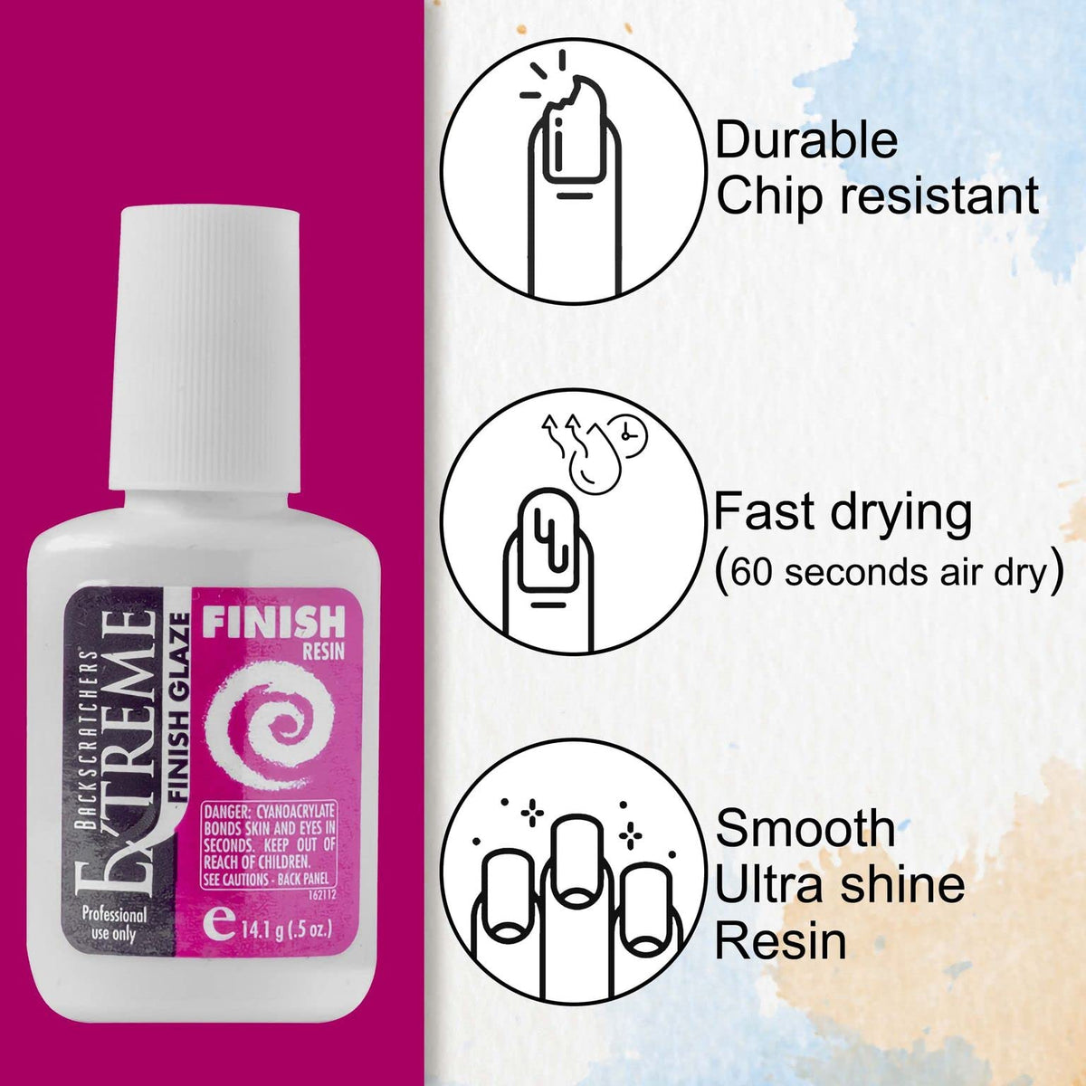 Backscratchers Extreme Glaze nail tips bond firmly to natural nails for long-lasting wear.