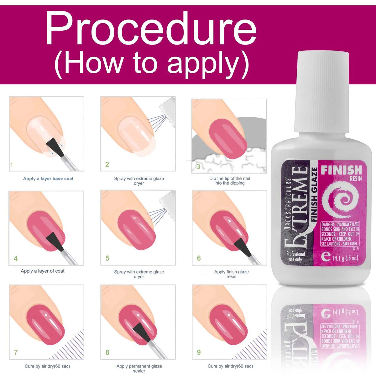 Backscratchers Extreme Glaze protects natural nails while applying enhancements and overlays.