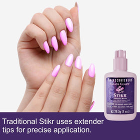 Backscratchers Glass Glaze Stikr Resin applied on a nail for secure wraps