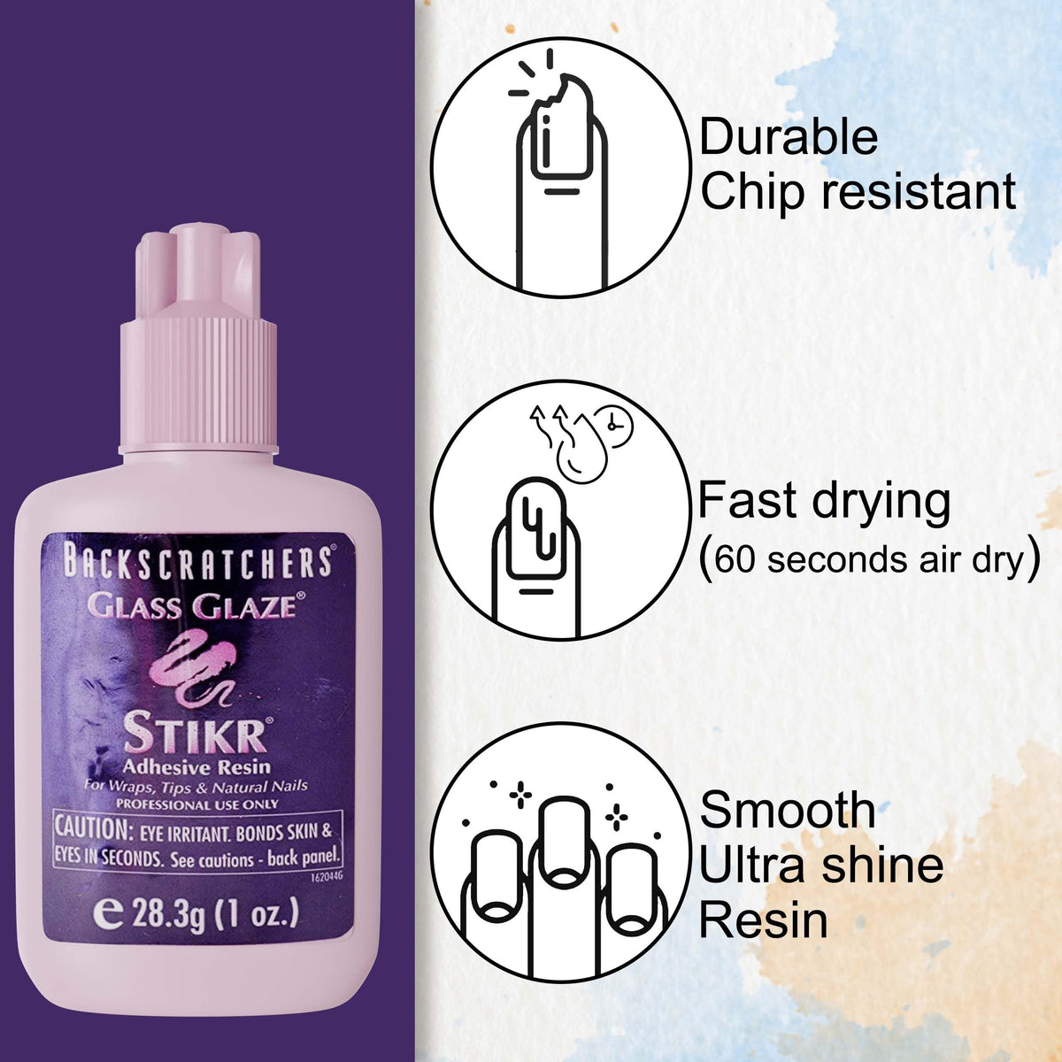Backscratchers Glass Glaze Stikr Resin provides a long-lasting bond for extensions
