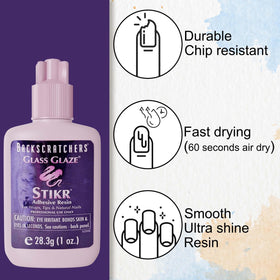 Backscratchers Glass Glaze Stikr Resin provides a long-lasting bond for extensions