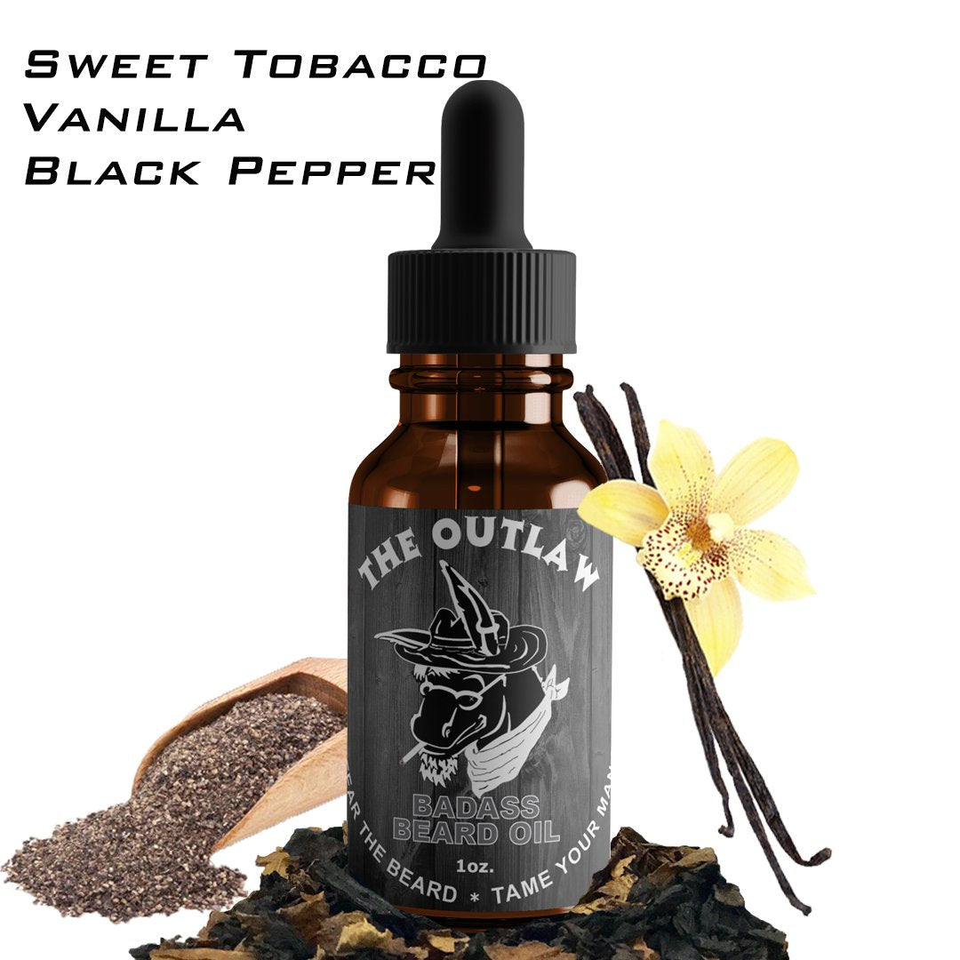 Applying Outlaw beard oil helps tame flyaways and soothe the skin