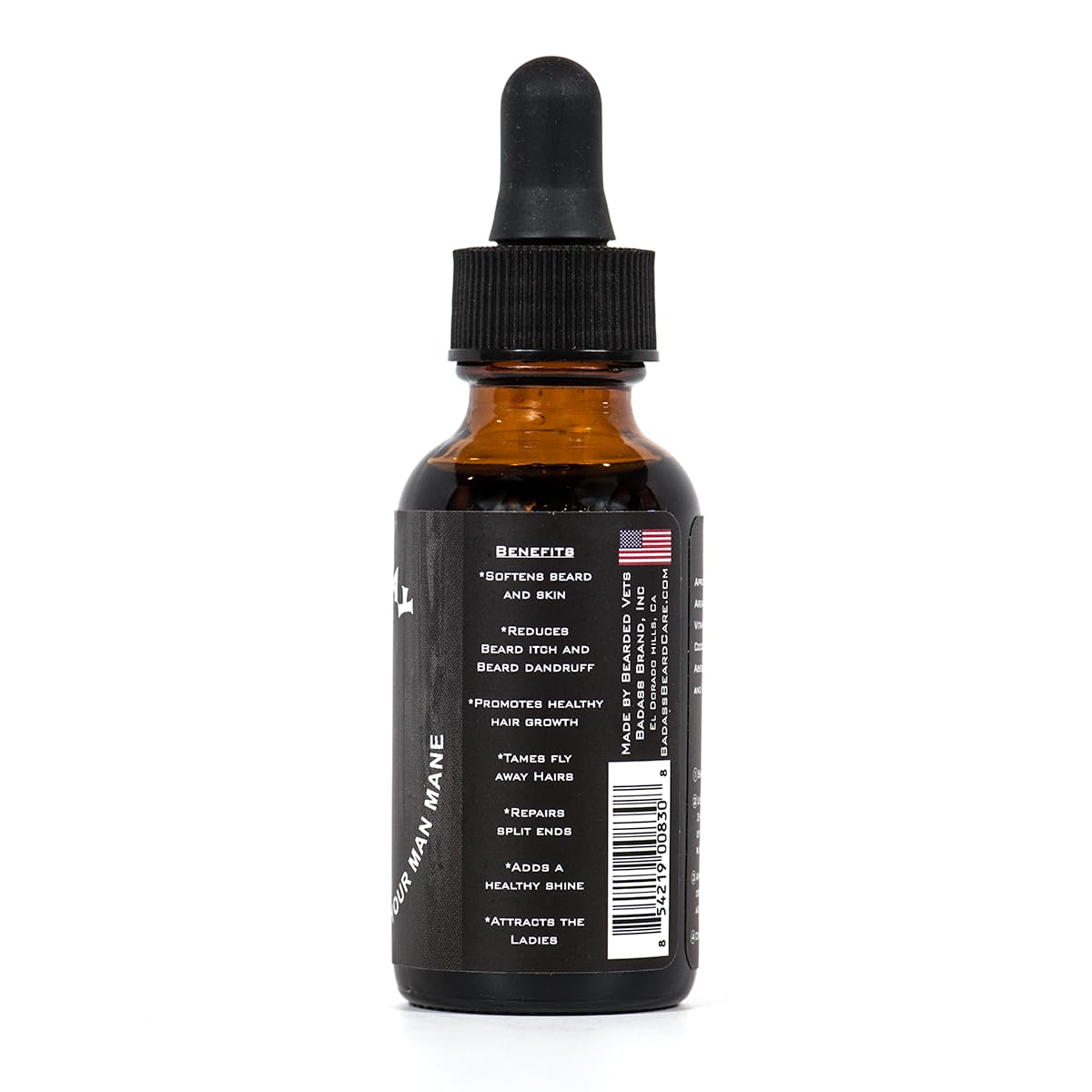 Badass Beard Care Surfer Scent beard oil applied—reduces itch and dryness.