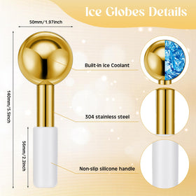 Baderke silicone handle cover on stainless steel facial globes for comfortable grip