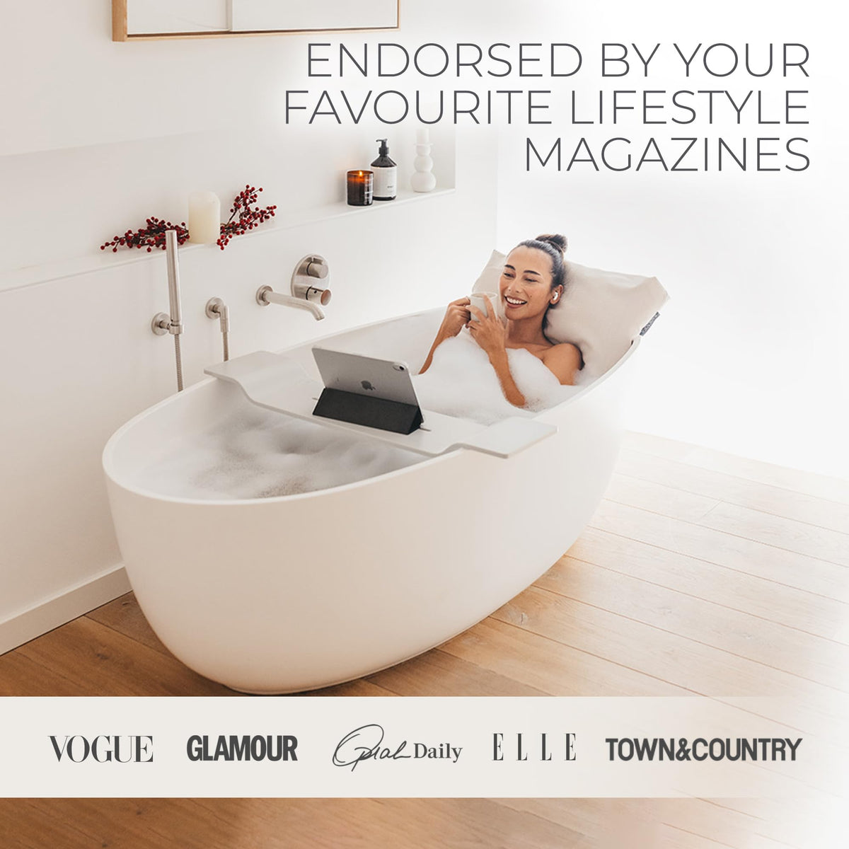 BADESOFA Luxury Bath Pillow M quartz sand filling provides steady support.