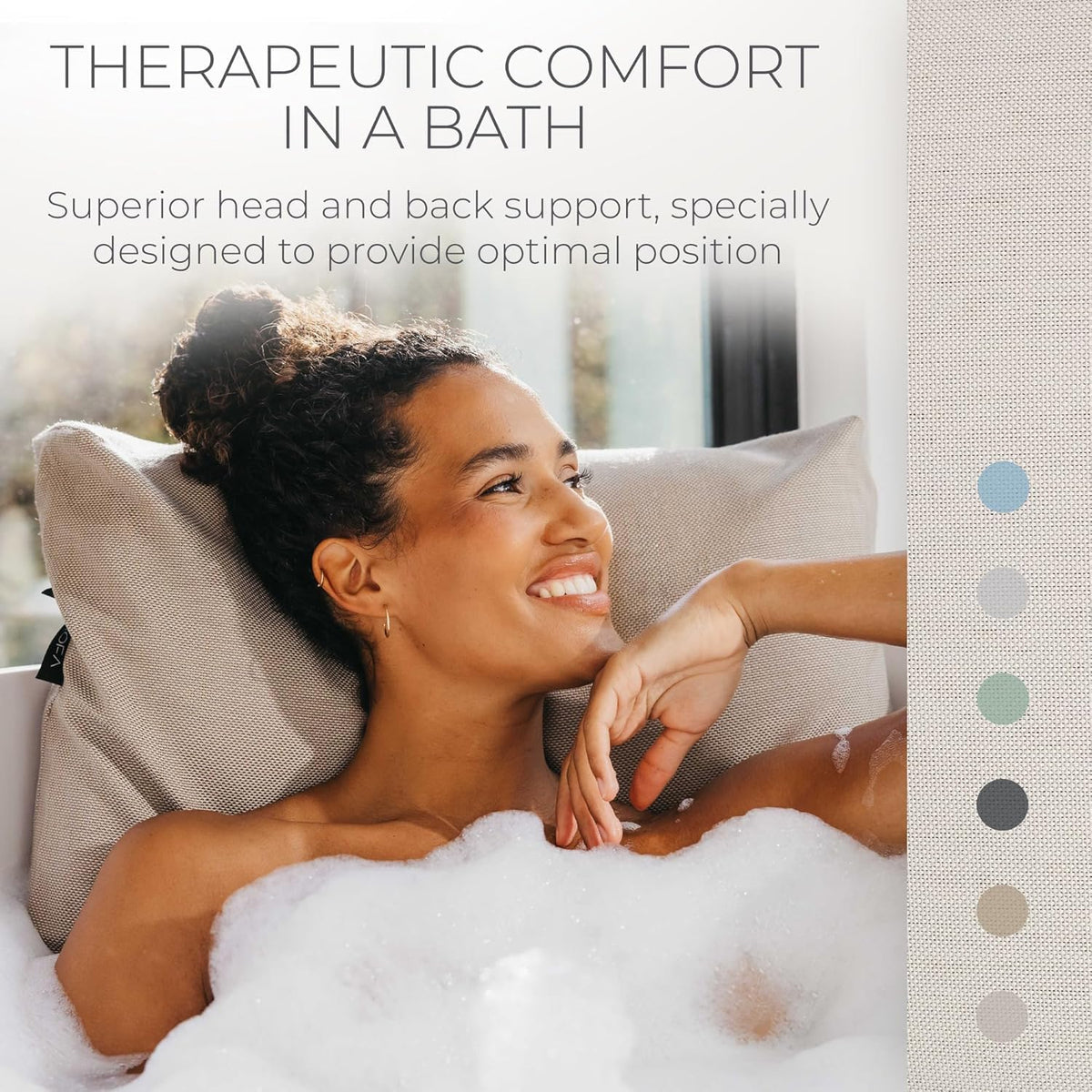 BADESOFA Luxury Bath Pillow S side view showing non-slip base for steady soaking.