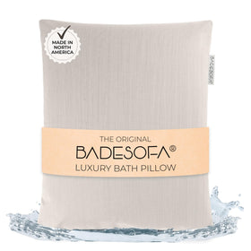 BADESOFA Luxury Bath Pillow S close-up on premium fabric for back support.