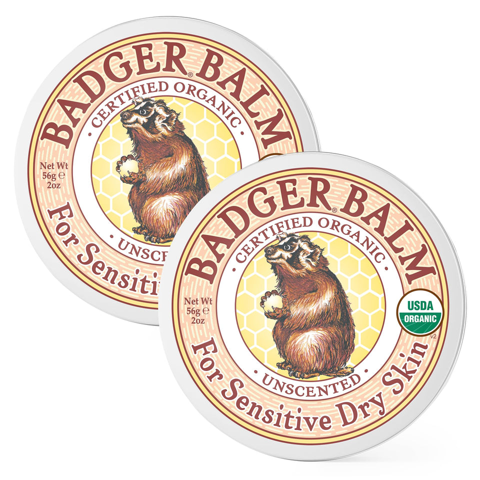Badger Balm Unscented tin front view for sensitive skin hydration