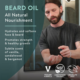 Badger beard balm tin emphasizing moisture and control for any beard type