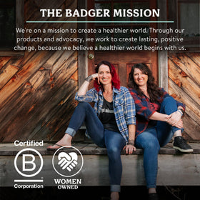 Badger Belly Butter hypoallergenic label indicates gentle pregnancy skincare.
