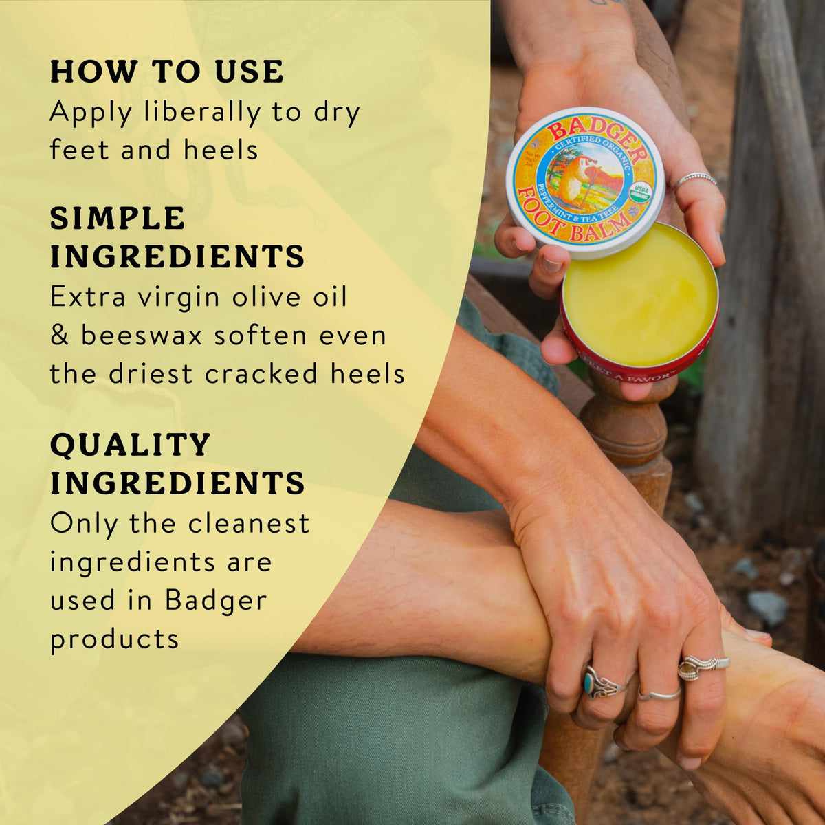 Minty herbal scent delivering a cooling tingle on feet.