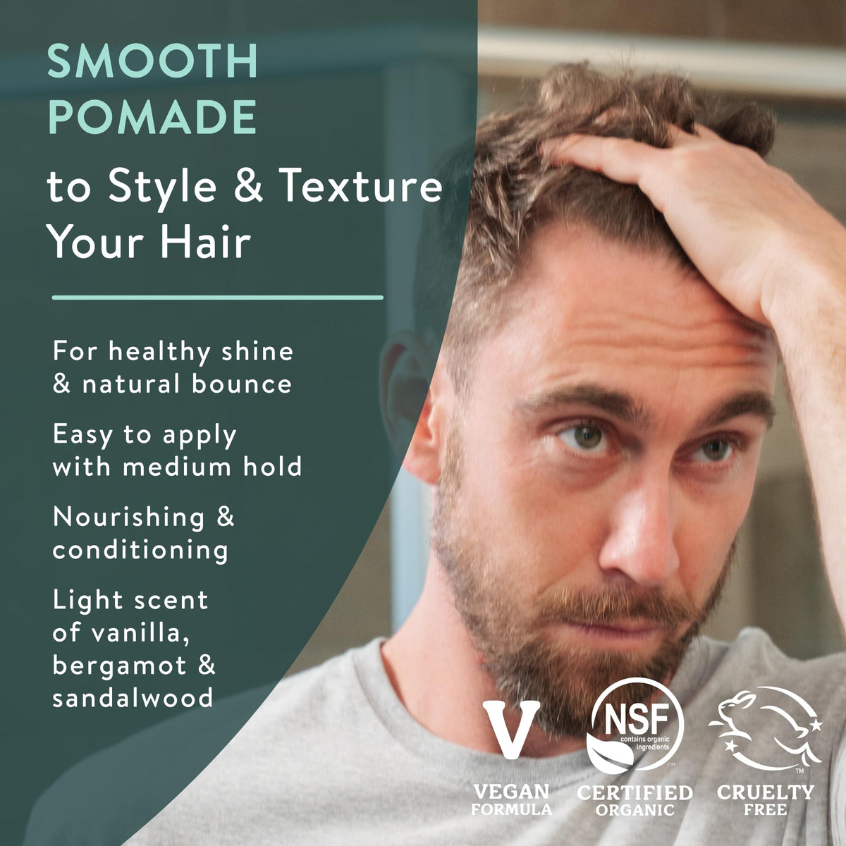 Badger Hair Pomade for Men side tin illustrates compact travel size
