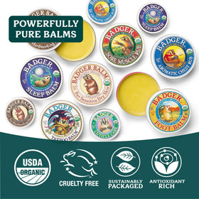 Open Badger Healing Balm tin showing creamy texture for dry hands