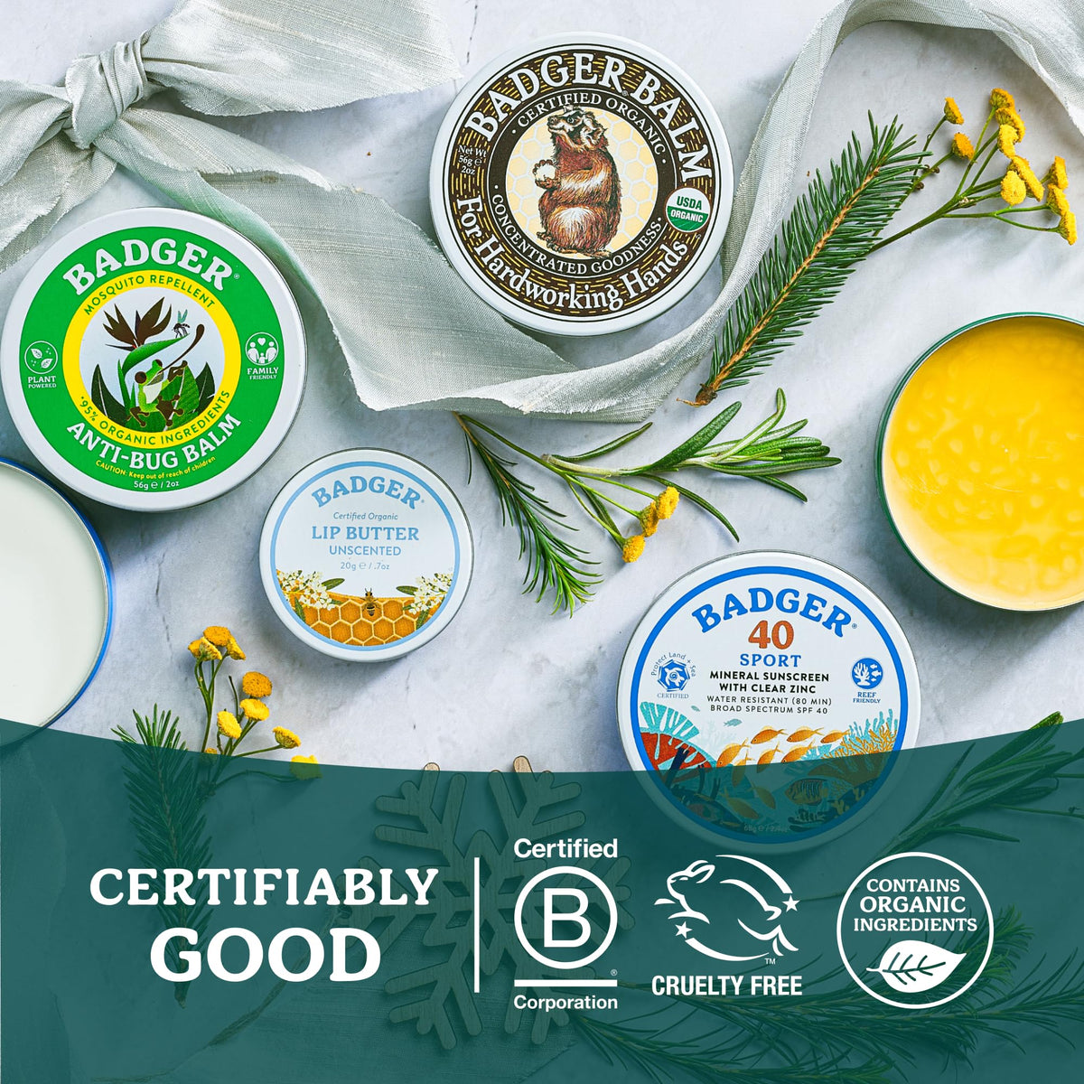 Wintergreen scent wafting from Badger Healing Balm tin for a fresh aroma