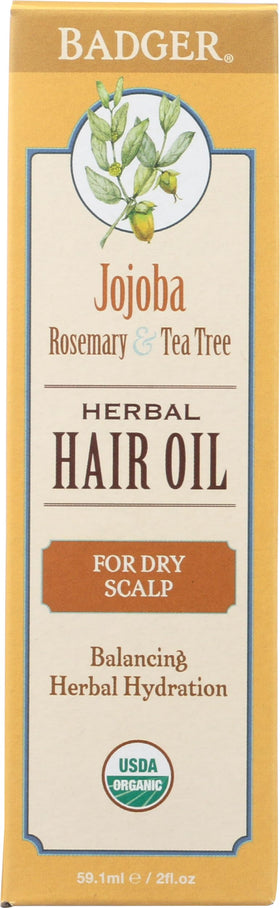 Badger Jojoba Hair Oil bottle pump for easy, mess-free scalp hydration