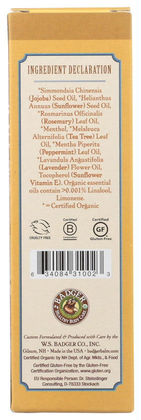 Badger organic jojoba oil label shows clean, cruelty-free formula