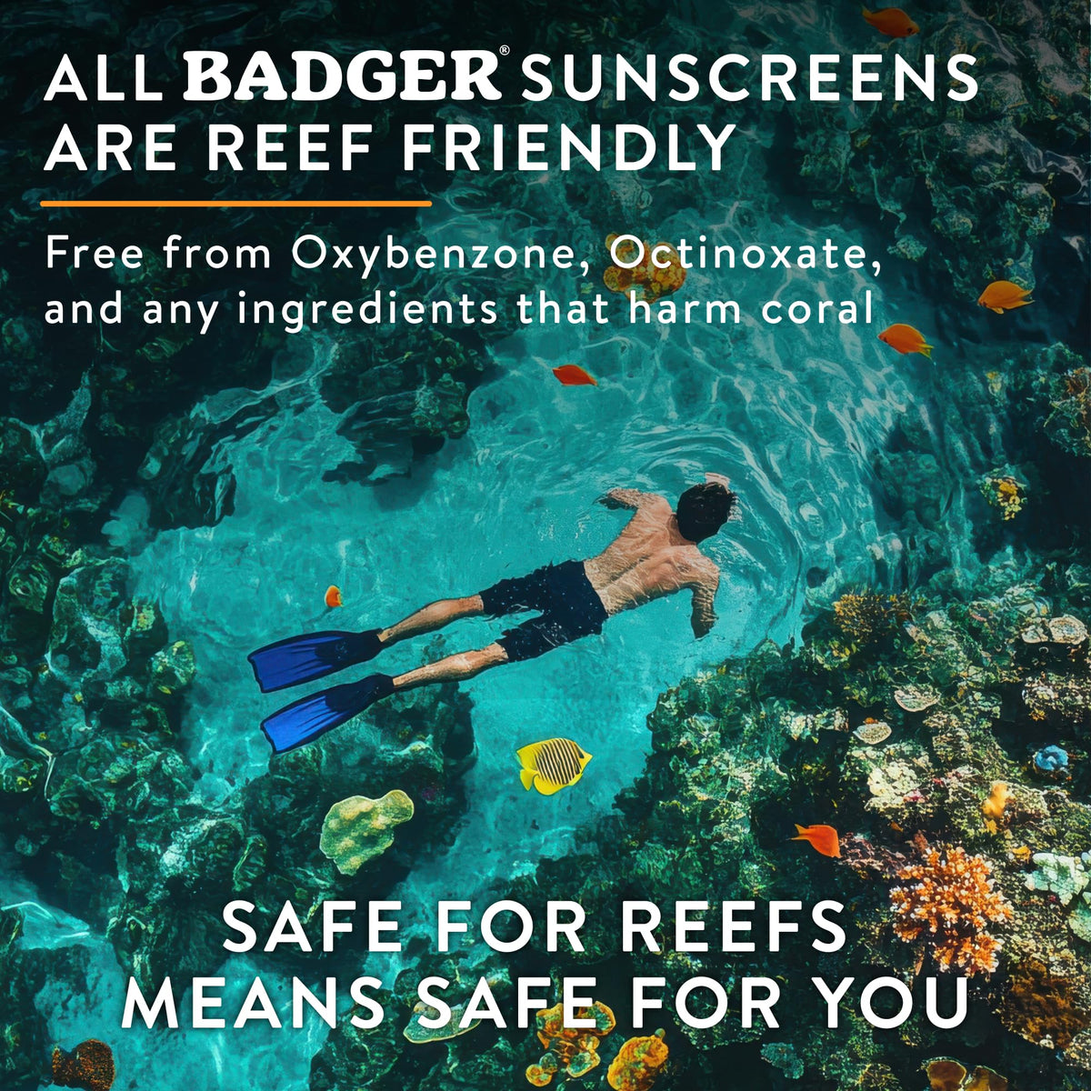 Badger reef-safe sunscreen oxybenzone-free, coral-friendly sun protection.