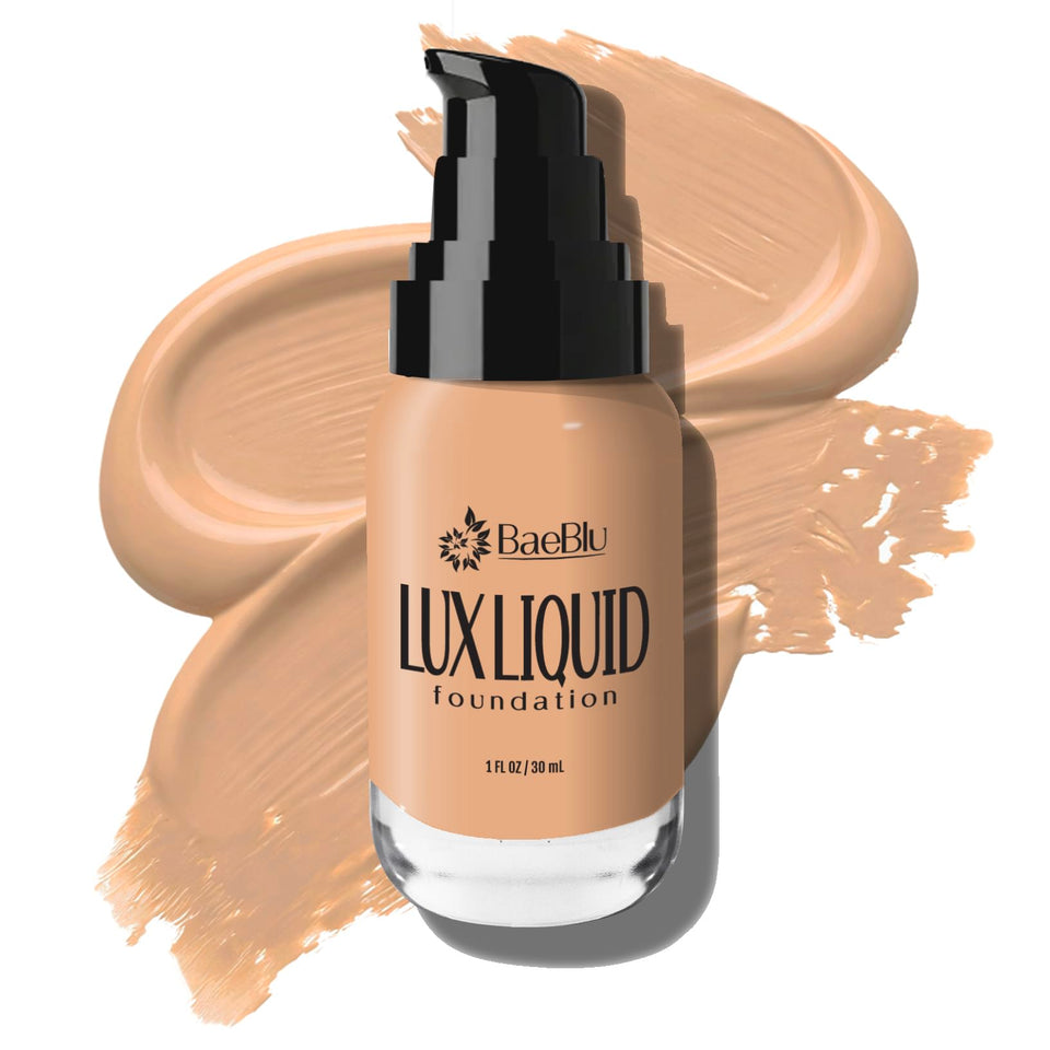 BaeBlu Lux Foundation bottle with aloe-based formula for natural radiance