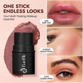 BaeBlu Cabernet eyes glow on eyelids shows multi-use brightness.