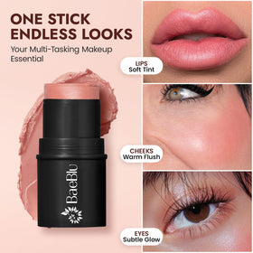 BaeBlu Rose highlighter on eyelids adds subtle shimmer