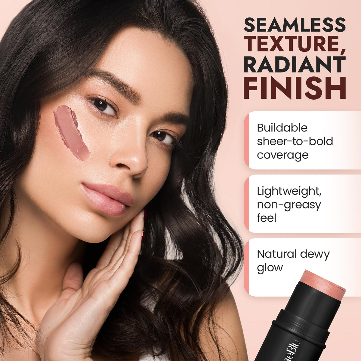 BaeBlu Rose lip and eye application for cohesive look
