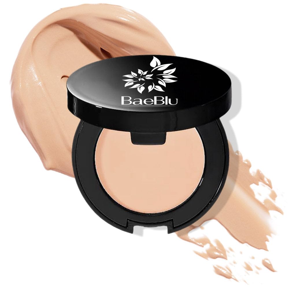 BaeBlu Organic Concealer swatch showing full coverage for dark circles and uneven skin tone