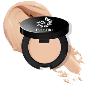 BaeBlu Organic Concealer swatch showing full coverage for dark circles and uneven skin tone