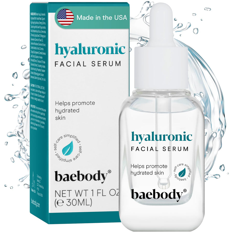 Baebody Hyaluronic Acid Serum bottle closeup for precise dosing and application