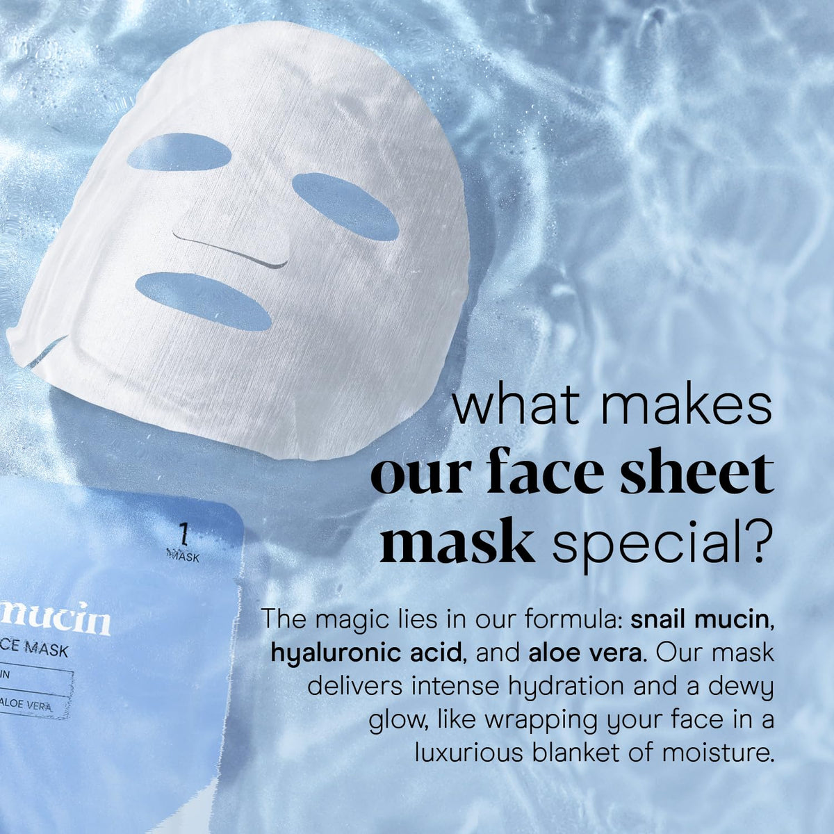 Baebody Snail Mucin Mask on face delivering dewy glow