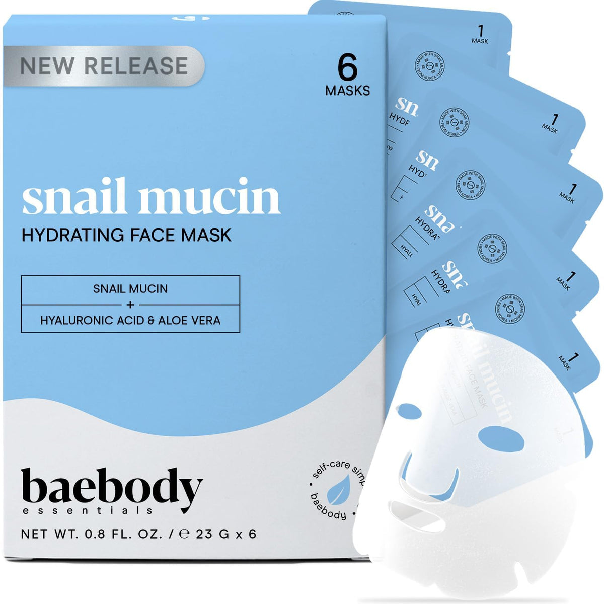 Baebody Snail Mucin Mask packaging box for at-home hydration